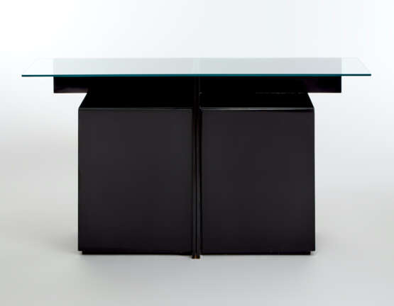 Console - sideboard in black lacquered wood - photo 1