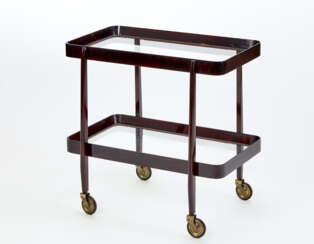 Mahogany-stained wooden trolley