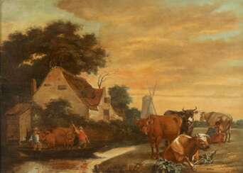 AELBERT CUYP (UMKREIS) 1620 Dordrecht - 1691 Ebenda ABENDSTIMMUNG AUF DEM LANDE