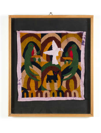 Polychrome wool embroidery depicting a geometric composition - photo 1