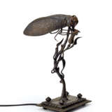 Alessandro Mazzucotelli. Wrought iron table lamp depicting an insect landing on a flower - photo 2