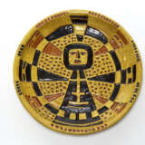 Rolando Hettner. Decorative enameled plate in shades of ocher yellow and brown - photo 1