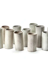 Eleven glasses in gray glazed stoneware