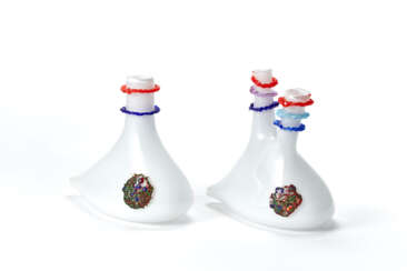 Two lattimo glass vases of different shapes