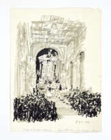 Nozze D'Amelio - Memmo | Drawing depicting the wedding of Antonio D'Amelio and Countess Daniela Memmo in the church of San Lorenzo in Lucina