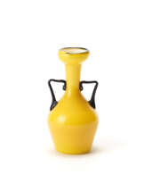 Small double-edged vase in yellow layered blown glass