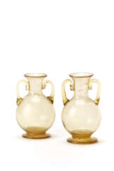 Pair of small vases in hand-blown pagliesco glass