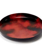 Paolo De Poli. Tray in enamelled copper in shades of red and black