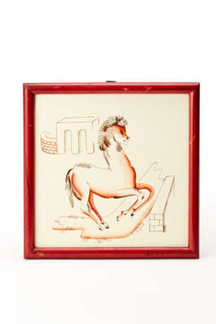 Giovanni Gariboldi. Underglazed ceramic tile in black and red on a white background - фото 1