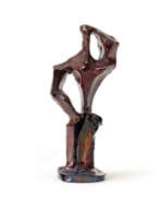 Франко Гарелли ( 1909-1973 ). Figura | Metallic luster glazed ceramic sculpture in dark burgundy color