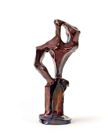 Franco Garelli. Figura | Metallic luster glazed ceramic sculpture in dark burgundy color - фото 1