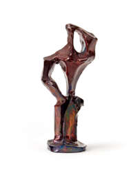 Figura | Metallic luster glazed ceramic sculpture in dark burgundy color