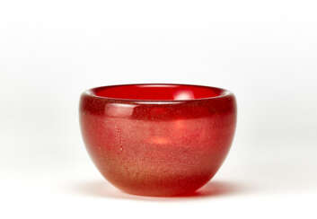 Ruby red sommerso glass bowl