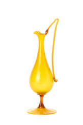 Decorative jug in transparent yellow blown glass