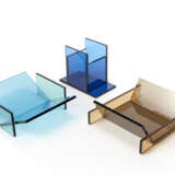 Ettore Sottsass. Lot consisting of three centerpieces in blue, light blue and orange transparent glass - Foto 1