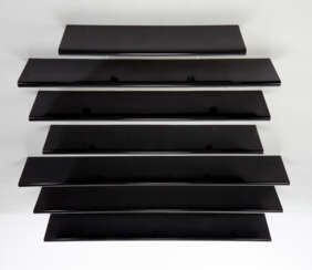 Lot of seven shelves in black lacquered wood of different lengths