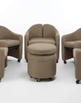 Lot of five small armchairs on wheels model