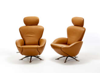 Pair of swivel and reclining armchairs model "K10 Dodo"