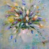 Peinture «Васильковое настроение Cornflower blue mood», Carton, Peinture à l'huile, Art abstrait, Nature morte, 2018 - photo 1