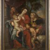 NIEDERLÄNDISCHER/ITALIENISCHER MEISTER Tätig im 17. Jahrhundert HEILIGE FAMILIE MIT JOHANNES UND DER HEILIGEN ELISABETH - Foto 2