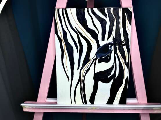 «Zebra” Canvas on the subframe Oil paint Abstract Expressionism Animalistic 2019 - photo 1