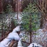 Ёлочки в лесу (Christmas trees in the forest) Canvas on the subframe Oil paint Realism Landscape painting 2019 - photo 1