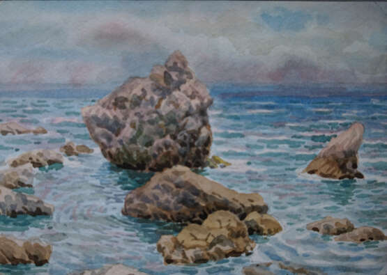 У берега Paper Watercolor Realism Landscape painting 2008 - photo 1
