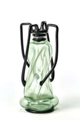 Vase in transparent greenish blown glass