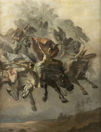 CARL EHRENBERG (ATTR.) 1840 Dannau - 1914 Dresden Mythologische Darstellung von Kriegerinnen auf fliegenden Rössern - Foto 1
