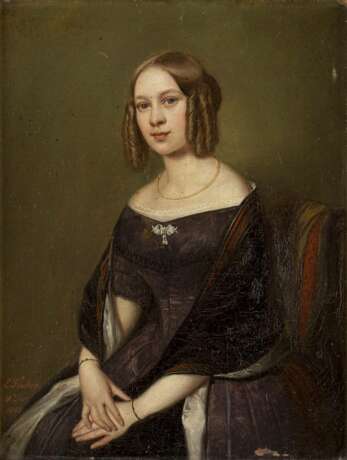 ERNST GEORG FISCHER 1815 Coburg - 1874 ebenda Halbporträt einer jungen Dame - photo 1