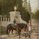 FRANZ QUAGLIO 1844 München - 1920 Wasserburg/Inn Parkszene mit Kavalier und junger Dame - photo 1