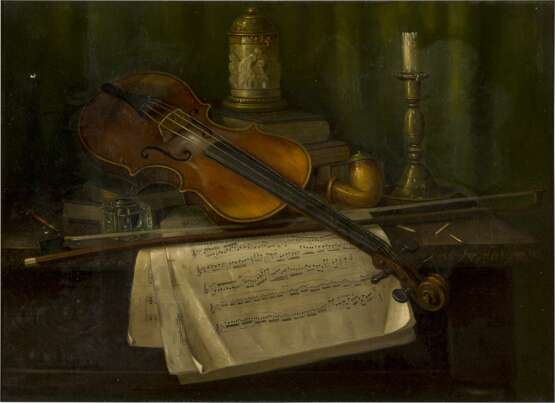 CHARLES ALFRED MEURER 1865 - 1955 (tätig in USA) Stillleben mit Violine - Foto 1