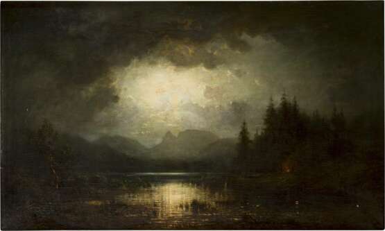 TOBIAS ANDREAE 1823 - 1873  Mondnacht am Chiemsee - Foto 1