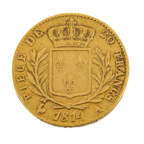 Frankreich/GOLD - 20 Francs 1814 A Louis XVIII., - Foto 2