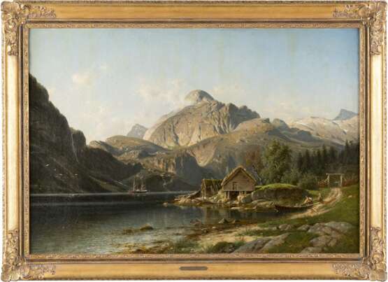 JOHANNES BARTHOLOMÄUS DUNTZE 1823-1895 NORWEGISCHER FJORD (DALSFJORD) MIT STAFFAGE - photo 2