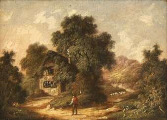 ROBERT WOODLEY-BROWN (ATTR.) Tätig im 19. Jh (Großbritannien) Gemäldepaar. Waldstück mit Bachlauf (1) und bewaldetes Cottage (2) mit Figurenstaffage