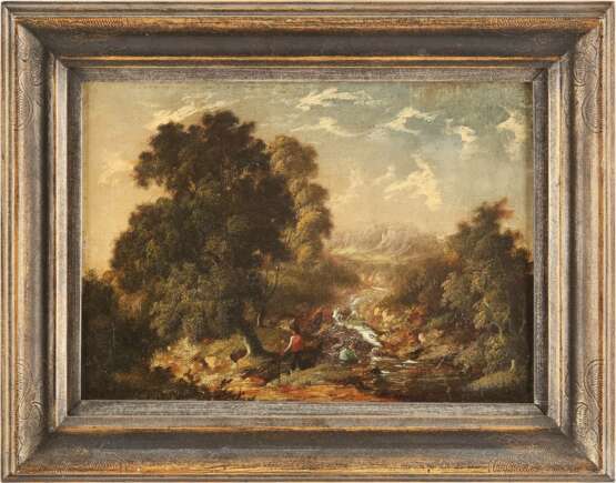 ROBERT WOODLEY-BROWN (ATTR.) Tätig im 19. Jh (Großbritannien) Gemäldepaar. Waldstück mit Bachlauf (1) und bewaldetes Cottage (2) mit Figurenstaffage - Foto 4