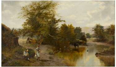 E. WILKINSON Tätig um 1870 Britische Flusslandschaft