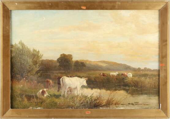 THOMAS SIDNEY COOPER (ATTR.) 1803 Canterbury - 1902 Harbledown Kühe am Fluss - Foto 2