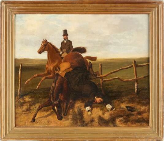 ENGLISCHER GENREMALER Tätig 2. Hälfte 19. Jahrhundert Der Sturz vom Pferd - photo 2
