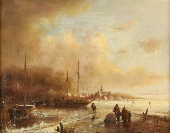 ANDREAS SCHELFHOUT (ATTR.) 1787 Den Haag - 1870 ebenda Eisvergnügen auf zugefrorenem See - photo 1