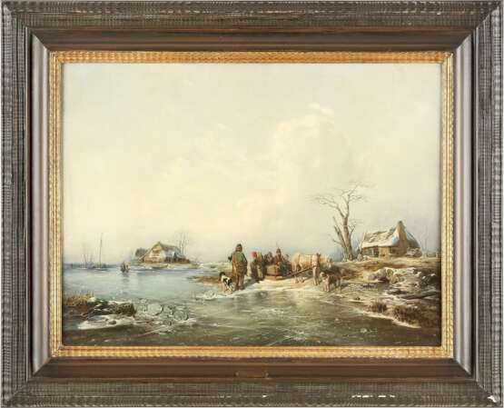 ANDREAS SCHELFHOUT (UMKREIS) 1787 Den Haag - 1870 ebenda Unterhaltung am Pferdeschlitten auf zugefrorenem See - Foto 2