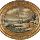 NIEDERLÄNDISCHER LANDSCHAFTSMALER Tätig 2. Hälfte 19. Jahrhundert Winterlicher See mit Figurenstaffage - Foto 2