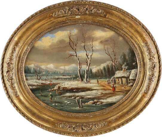 NIEDERLÄNDISCHER LANDSCHAFTSMALER Tätig 2. Hälfte 19. Jahrhundert Winterlicher See mit Figurenstaffage - фото 2