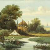 BARTHOLOMEUS JOHANNES VAN HOVE (NACHFOLGER) 1790 Den Haag - 1880 ebenda Zwei holländische Landschaften: Gehöft im Sommer (1); Idyllischer Bachlauf (2) - Foto 4
