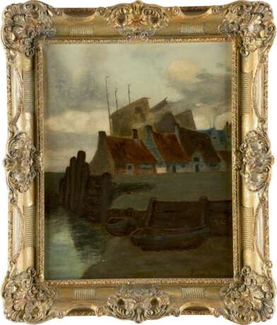 VAN DEN DAELE E. Tätig Mitte 20. Jahrhundert Häuser und Boote am Kanal - фото 2