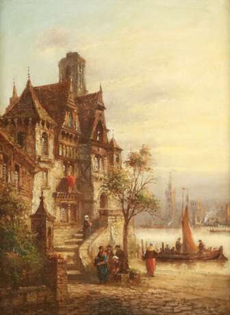 LOUIS LOTTIER 1815 - 1892 Französisches Städtchen am Flussufer - фото 1