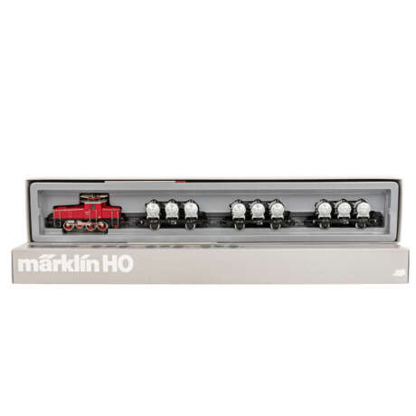 MÄRKLIN Zugset E-Lok mit 3 Behältertragwagen 2874, Spur H0, - Foto 1