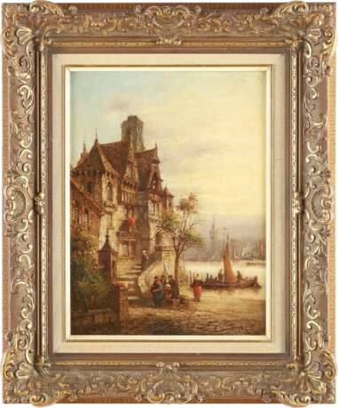 LOUIS LOTTIER 1815 - 1892 Französisches Städtchen am Flussufer - Foto 2