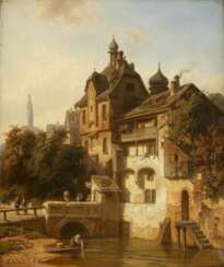 CHRISTIAN FRIEDRICH MALI 1832 Broekhuizen - 1906 München Ansicht einer idyllischen Kleinstadt am Fluss